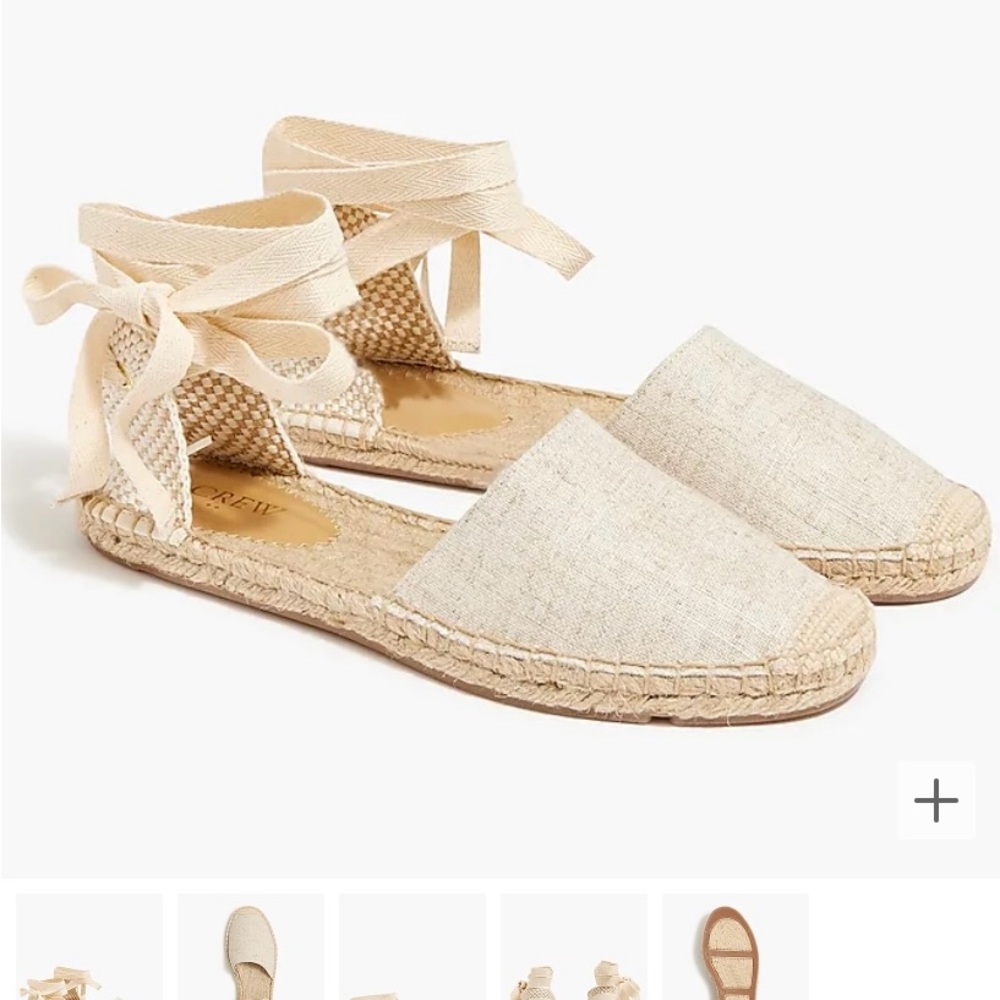 NEW J Crew D’Orsay Lace-Up Espadrille Flats Gold Size 9 Women’s